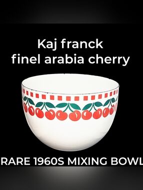 RARE 1960S Kaj Franck Finel Arabia Cherry Enamel Mixing Bowl
